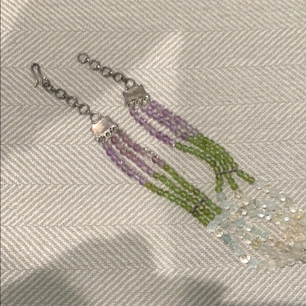 Precious stone bead chocker necklace